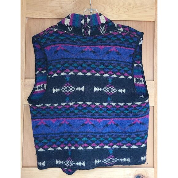 Common Threads 100% Wool Southwestern Button Vest LARGE Cottagecore Grandmacore - Picture 2 of 8